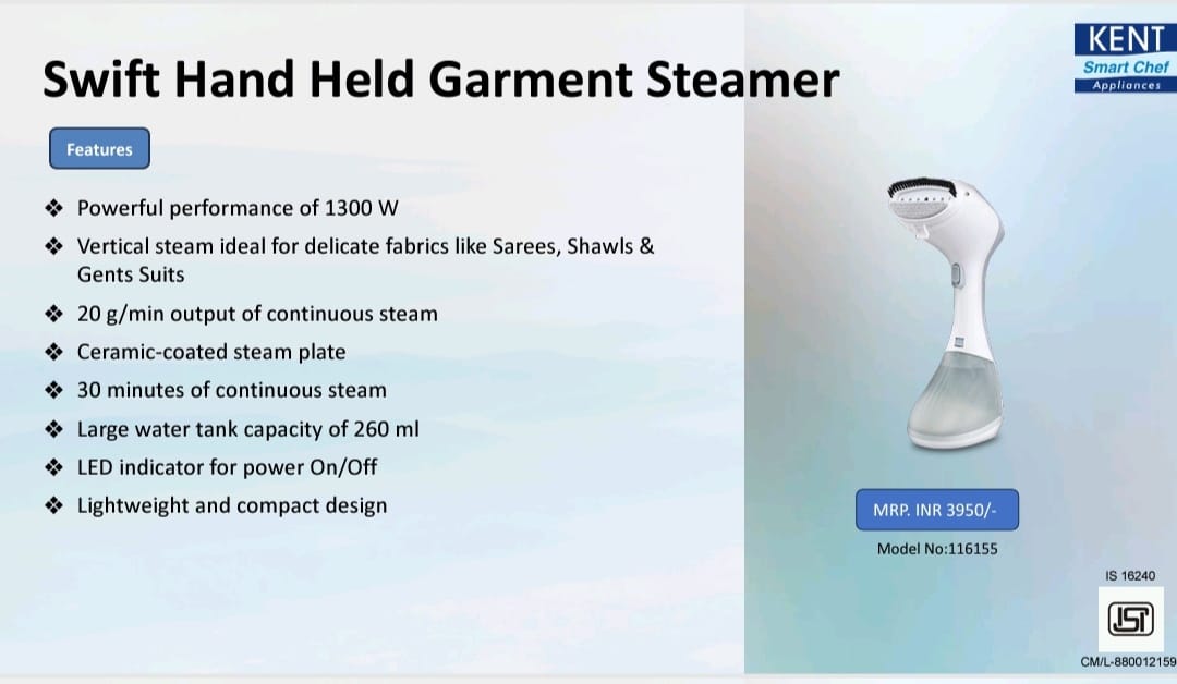 kent swift hand held garment steamer